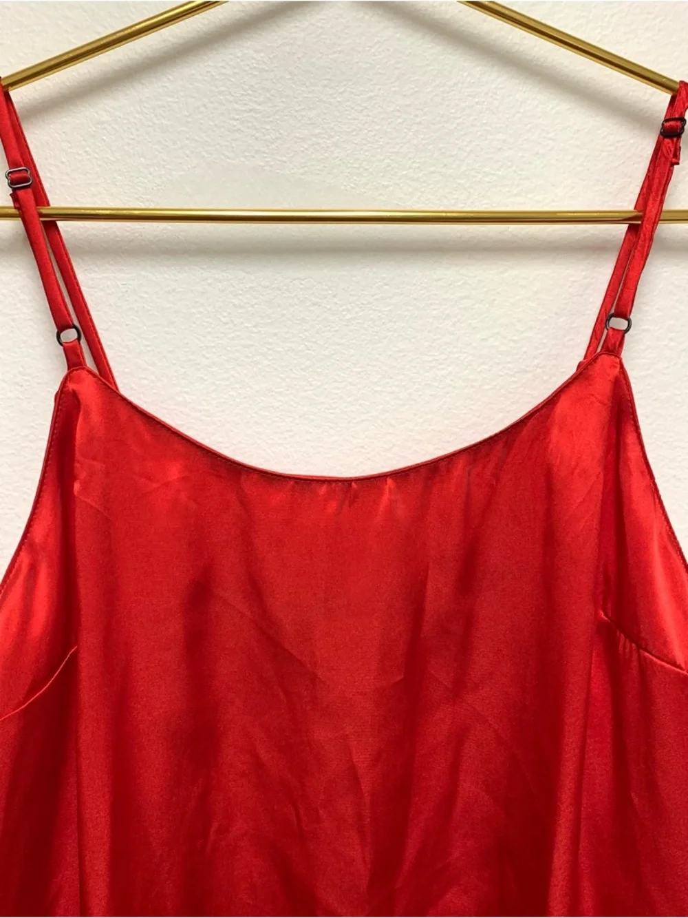 Vintage Shiny Red Satin Slip Dress Lingerie Nightie Nightgown Size M Sleepwear - Picture 2 of 7